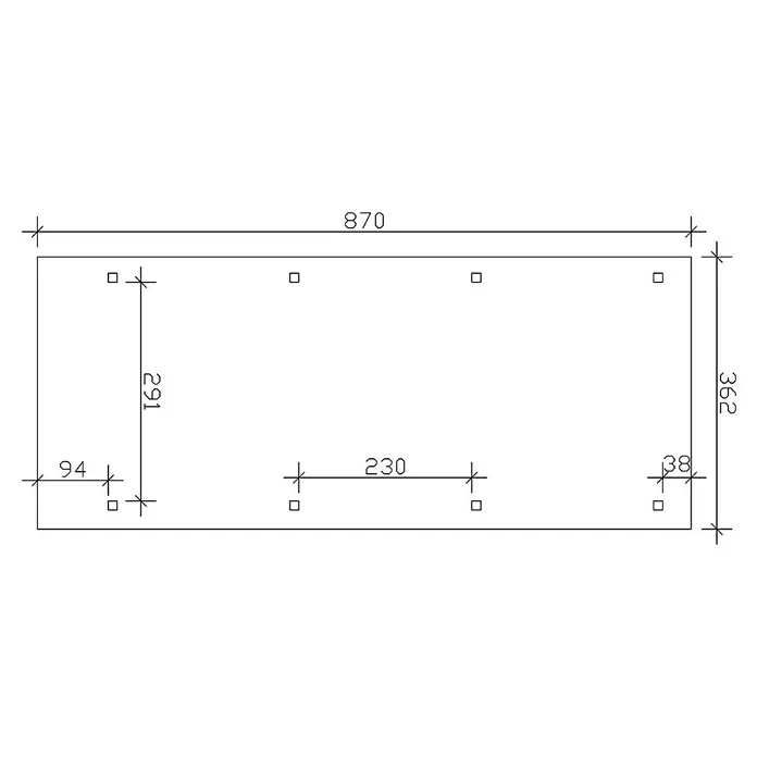 Skan Holz Carport Wendland - L x B: 870 x 362 cm, Einfahrtshöhe: 206 cm, Natur/Rot, Aluminium-Dachplatten - Skizze