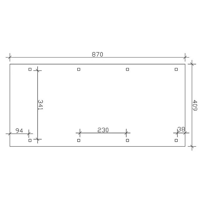 Skan Holz Carport Wendland - L x B: 870 x 409 cm, Einfahrtshöhe: 210 cm, Weiß/Rot, Ohne Abstellraum, Aluminium - Skizze