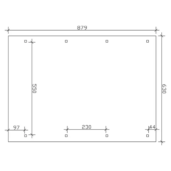 Skan Holz Doppelcarport Wendland - L x B: 879 x 630 cm, Einfahrtshöhe: 216 cm, Nussbaum/Rot, Materialspezifizierung Dach: EPDM-Folie - Skizze