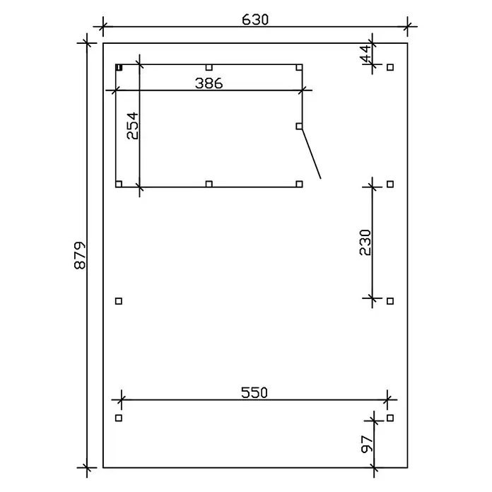 Skan Holz Doppelcarport Wendland - L x B: 879 x 630 cm, Einfahrtshöhe: 216 cm, Nussbaum/Rot, Materialspezifizierung Dach: Aluminium, Mit Abstellraum - Skizze