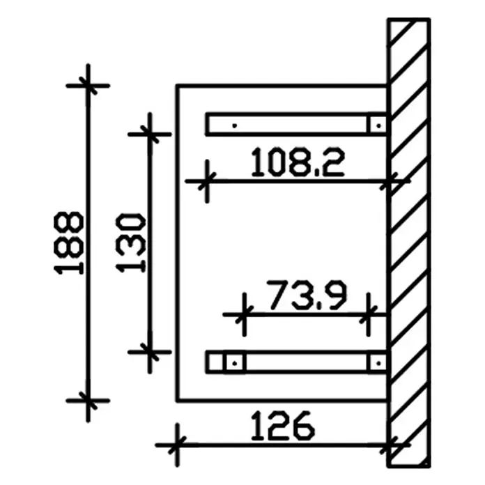 Skan Holz Vordach Wesel 3 - L x T: 188 cm x 126 cm, Eiche Hell - Skizze