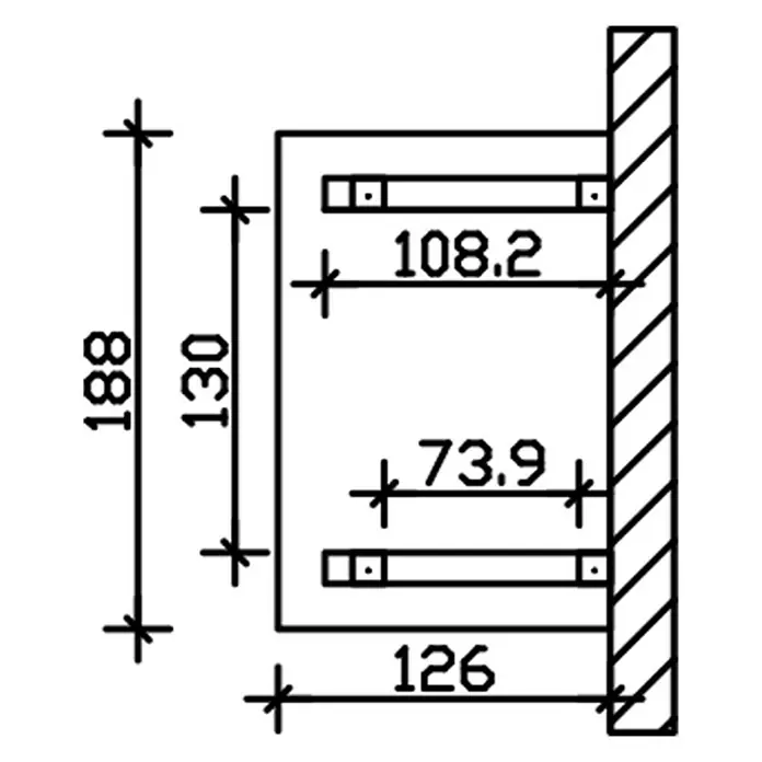 Skan Holz Vordach Wesel 4 - L x T: 188 cm x 126 cm, Weiß - Skizze