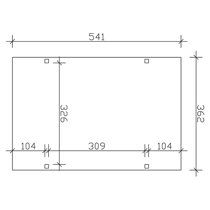 Skan Holz Carport Westerwald - L x B: 541 x 362 cm, Einfahrtshöhe: 220 cm, Natur - Skizze