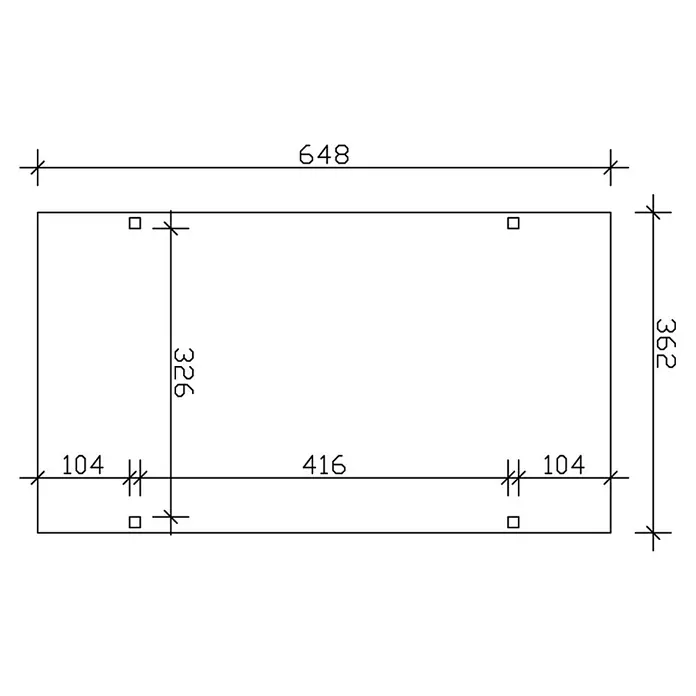 Skan Holz Carport Westerwald - L x B: 648 x 362 cm, Einfahrtshöhe: 220 cm, Weiß - Skizze