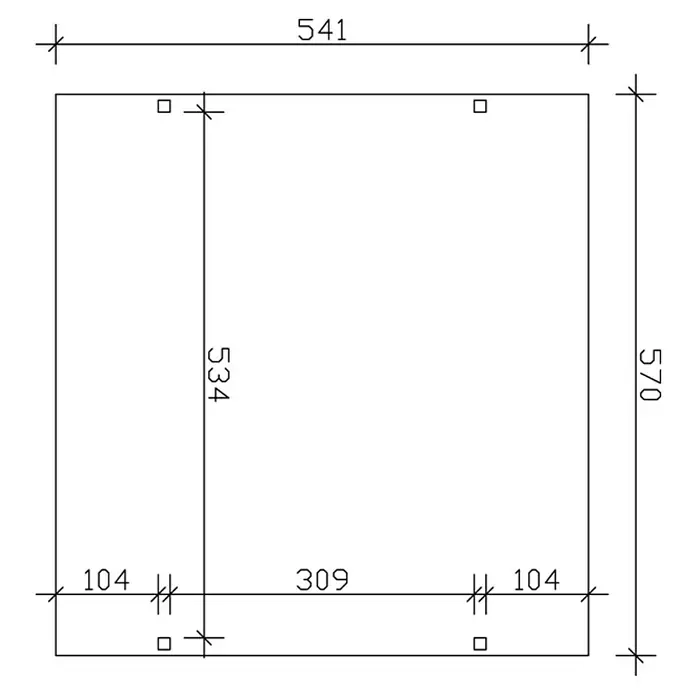 Skan Holz Doppelcarport Westerwald - L x B: 541 x 570 cm, Einfahrtshöhe: 220 cm, Eiche Hell - Skizze
