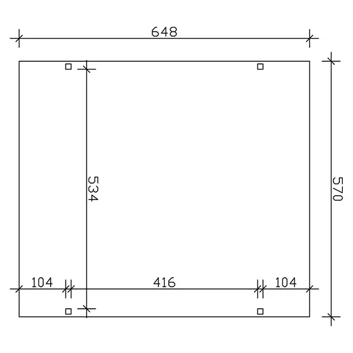 Skan Holz Doppelcarport Westerwald - L x B: 648 x 570 cm, Einfahrtshöhe: 220 cm, Natur - Skizze