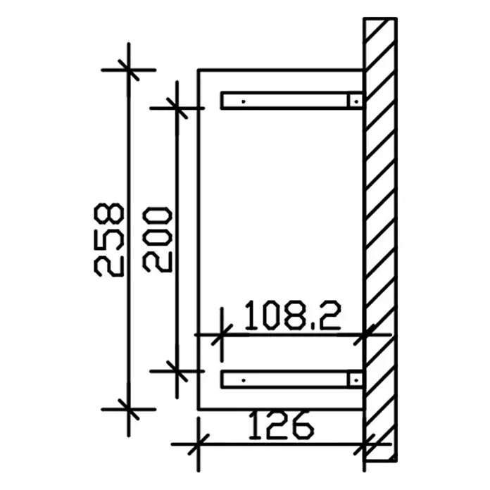 Skan Holz Vordach Wismar 2 - L x T: 258 cm x 126 cm, Weiß - Skizze