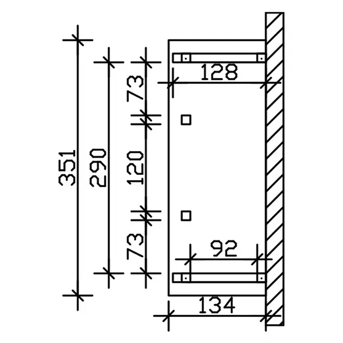 Skan Holz Vordach Wismar 6 - L x T: 351 cm x 134 cm, Eiche Hell - Skizze