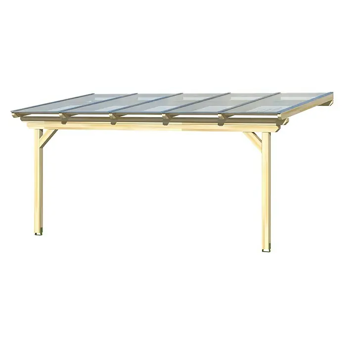 Skan Holz Terrassenüberdachung Ancona - L x T: 541 x 250 cm, Polycarbonat, Natur - Diagonale Ansicht