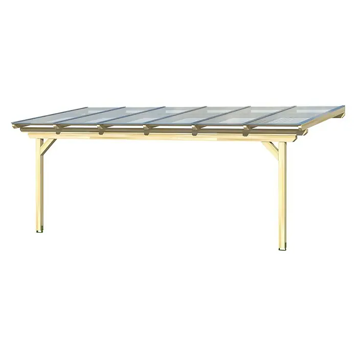 Skan Holz Terrassenüberdachung Ancona - L x T: 648 x 350 cm, Polycarbonat, Weiß - Diagonale Ansicht