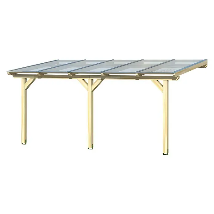 Skan Holz Terrassenüberdachung Andria - L x T: 541 x 300 cm, Polycarbonat, Nussbaum - Diagonale Ansicht