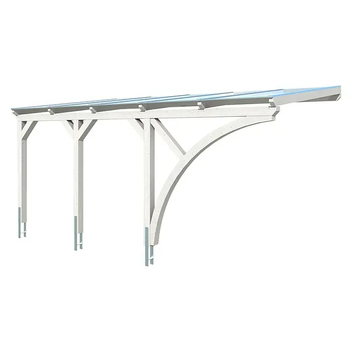 Skan Holz Carport Eifel - B x T: 300 x 541 cm, Einfahrtshöhe: 2,13 m, Weiß - Diagonale Ansicht