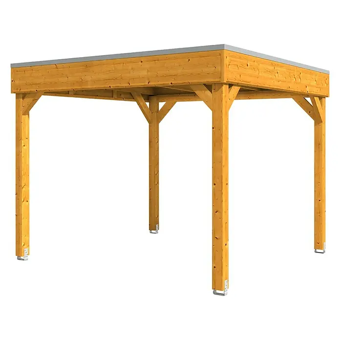 Skan Holz Pavillon Toulouse - B x T: 302 x 302 cm, Holz, Eiche - Diagonale Ansicht