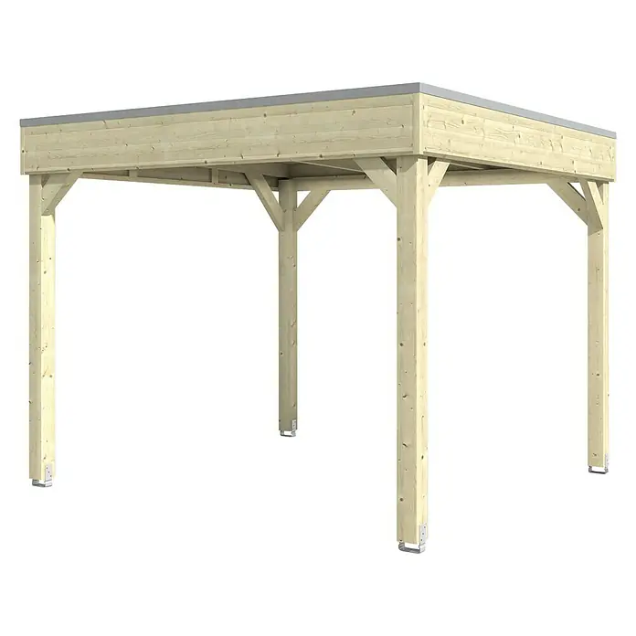 Skan Holz Pavillon Toulouse - B x T: 302 x 302 cm, Holz, Natur - Diagonale Ansicht