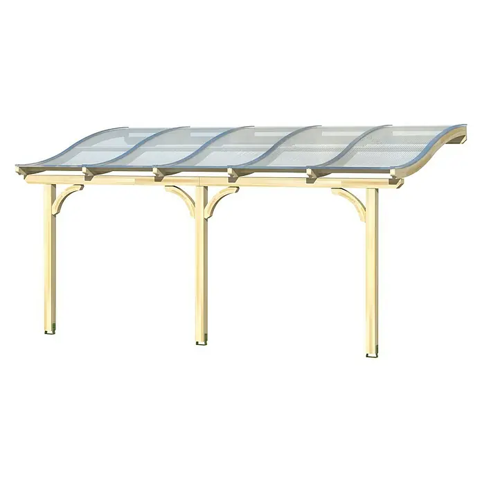 Skan Holz Terrassenüberdachung Venezia - L x T: 541 x 239 cm, Polycarbonat, Eiche Hell - Diagonale Ansicht