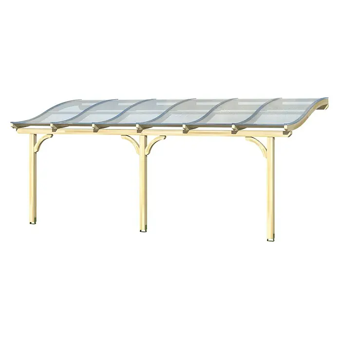 Skan Holz Terrassenüberdachung Venezia - L x T: 648 x 239 cm, Polycarbonat, Eiche Hell - Diagonale Ansicht