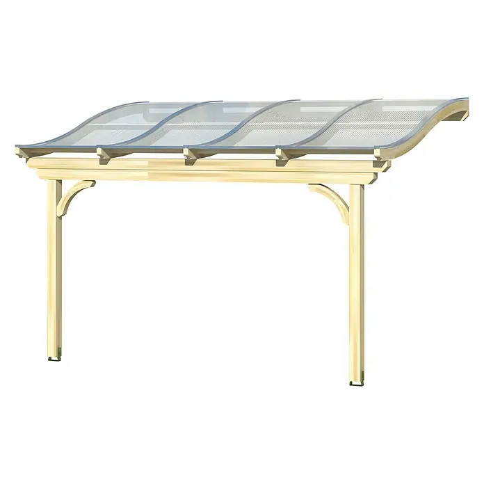 Skan Holz Terrassenüberdachung Verona - L x T: 434 x 289 cm, Fichtenholz, Natur - Diagonale Ansicht