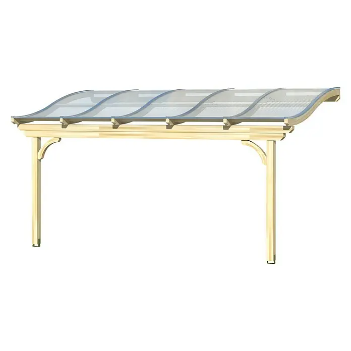 Skan Holz Terrassenüberdachung Verona - B x T: 541 x 339 cm, Fichtenholz, Weiß - Diagonale Ansicht