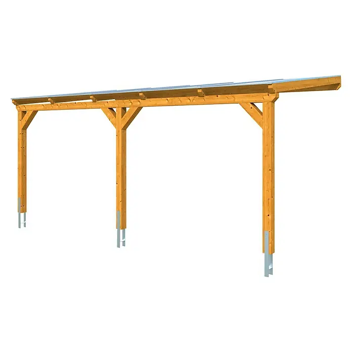 Skan Holz Carport Vogtland - L x B: 541 x 300 cm, Einfahrtshöhe: 213 cm, Eiche Hell - Diagonale Ansicht