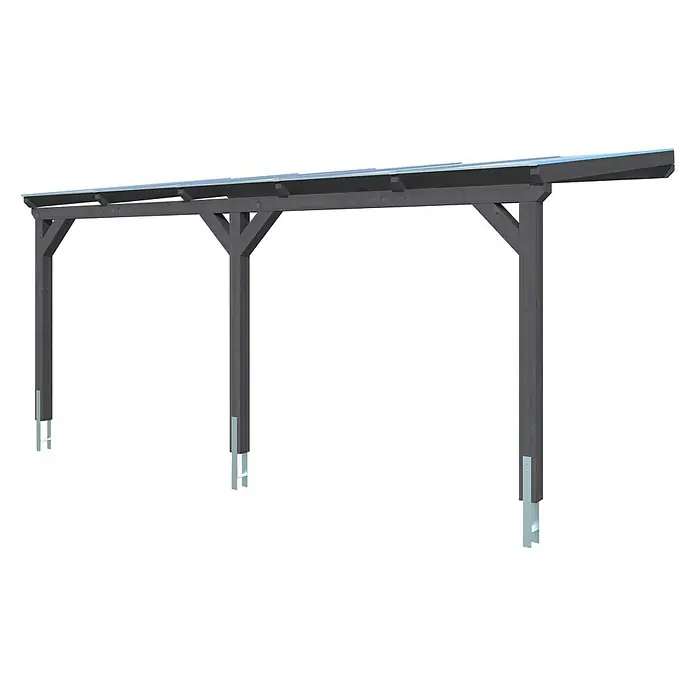 Skan Holz Carport Vogtland - L x B: 541 x 300 cm, Einfahrtshöhe: 213 cm, Schiefergrau - Diagonale Ansicht