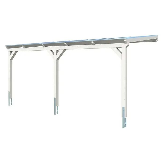 Skan Holz Carport Vogtland - L x B: 541 x 300 cm, Einfahrtshöhe: 213 cm, Weiß - Diagonale Ansicht