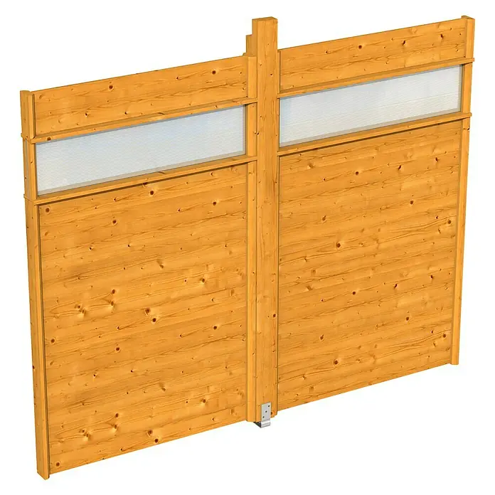 Skan Holz Pavillon-Seitenwand - B x H: 270 x 209 cm, Passend für: Skan Holz Pavillon Toulouse, Eiche Hell, Mit Lichtband - Diagonale Ansicht