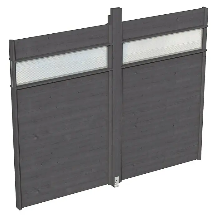 Skan Holz Pavillon-Seitenwand - B x H: 270 x 209 cm, Passend für: Skan Holz Pavillon Toulouse, Schiefergrau, Mit Lichtband - Diagonale Ansicht