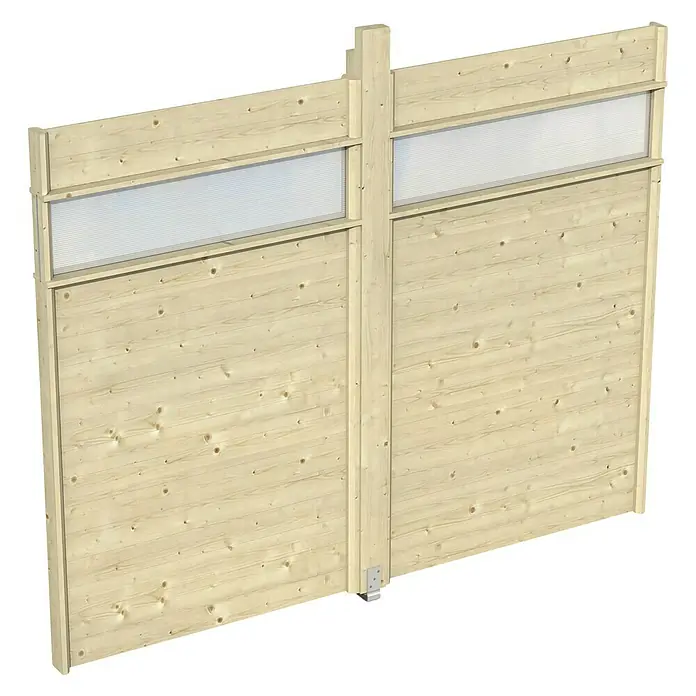 Skan Holz Pavillon-Seitenwand - B x H: 270 x 209 cm, Passend für: Skan Holz Pavillon Toulouse, Natur, Mit Lichtband - Diagonale Ansicht