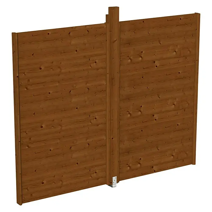 Skan Holz Pavillon-Seitenwand - B x H: 270 x 209 cm, Passend für: Skan Holz Pavillon Toulouse, Nussbaum, Ohne Lichtband - Diagonale Ansicht