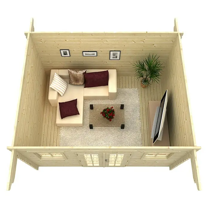 Skan Holz Gartenhaus Davos 1 - B x T: 480 x 430 cm, Holz, 11,4 m², Wandstärke: 45 mm - Ansicht von oben