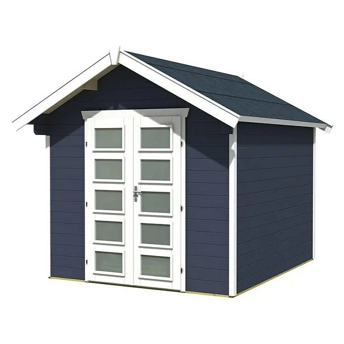 Skan Holz Gartenhaus Hengelo - B x T: 280 x 355 cm, Holz, 7,5 m², Wandstärke: 28 mm, Schiefergrau - Diagonale Ansicht