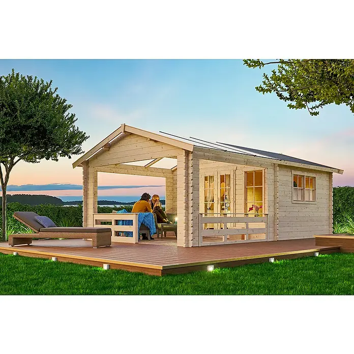 Skan Holz Gartenhaus Holmestrand - B x T: 420 x 650 cm, Holz, 23,18 m², Wandstärke: 45 mm - Stimmungsaufnahme