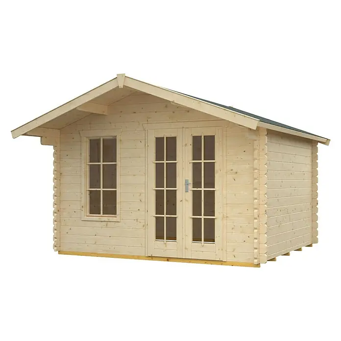 Skan Holz Gartenhaus Langesund 1 - B x T: 380 x 350 cm, Holz, 8,5 m², Wandstärke: 45 mm - Diagonale Ansicht