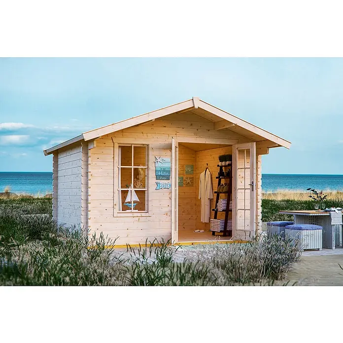 Skan Holz Gartenhaus Langesund 1 - B x T: 380 x 350 cm, Holz, 8,5 m², Wandstärke: 45 mm - Stimmungsaufnahme