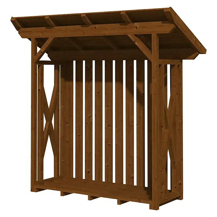 Skan Holz Kaminholzregal Lars 1 - 100 x 190 x 234 cm, Holz, Nussbaum - Diagonale Ansicht