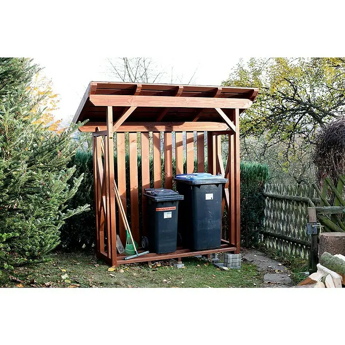 Skan Holz Kaminholzregal Lars 1 - 100 x 190 x 234 cm, Holz, Nussbaum - Stimmungsaufnahme