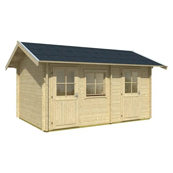 Skan Holz Gartenhaus Lausanne - B x T: 580 x 380 cm, Holz, 13,5 m², Wandstärke: 45 mm, 19 mm Dachschalung mit Konter- & Dachlattung - Linke Seitenansicht