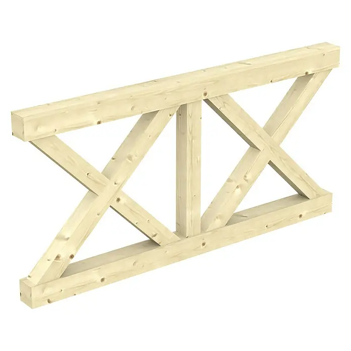 Skan Holz Brüstungsgeländer Andreaskreuz - Passend für: Skan Holz Leimholz-Terrassenüberdachungen, Pfostenabstand 170 cm, Natur - Diagonale Ansicht