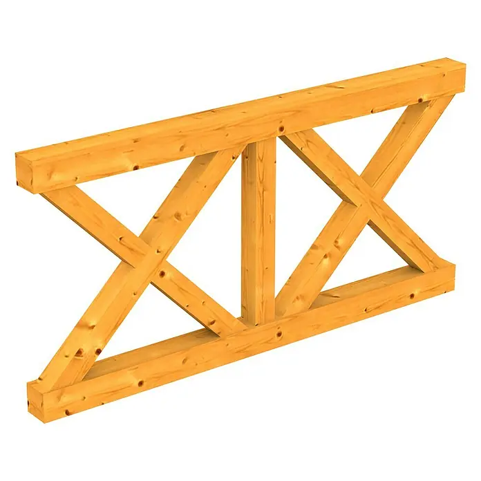 Skan Holz Brüstungsgeländer Andreaskreuz - Passend für: Skan Holz Leimholz-Terrassenüberdachungen, Pfostenabstand 170 cm, Eiche Hell - Diagonale Ansicht