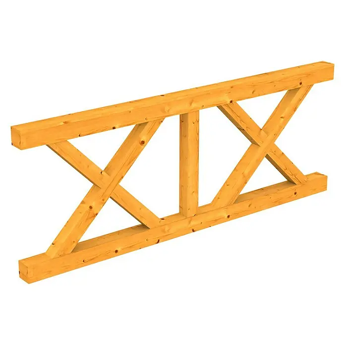 Skan Holz Brüstungsgeländer Andreaskreuz - Passend für: Skan Holz Leimholz-Terrassenüberdachungen, Pfostenabstand 220 cm, Eiche Hell - Diagonale Ansicht