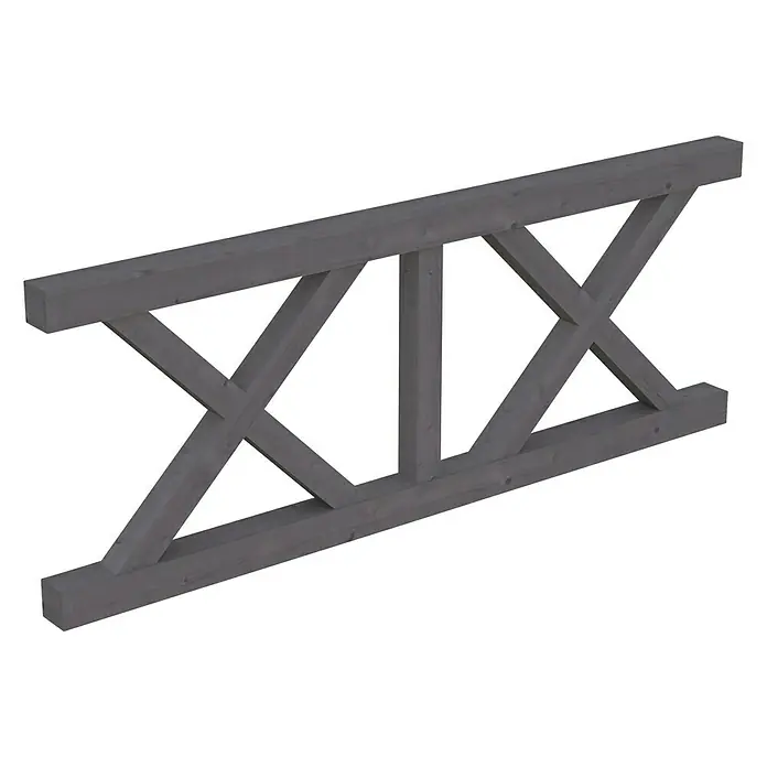 Skan Holz Brüstungsgeländer Andreaskreuz - Passend für: Skan Holz Leimholz-Terrassenüberdachungen, Pfostenabstand 220 cm, Schiefergrau - Diagonale Ansicht