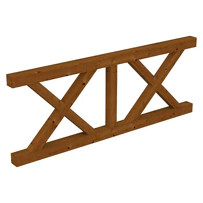 Skan Holz Brüstungsgeländer Andreaskreuz - Passend für: Skan Holz Leimholz-Terrassenüberdachungen, Pfostenabstand 220 cm, Nussbaum - Diagonale Ansicht