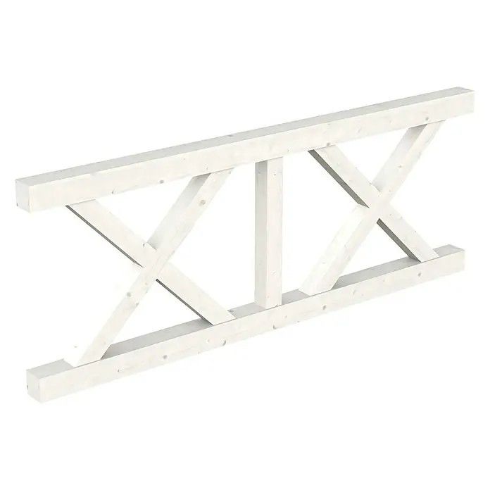Skan Holz Brüstungsgeländer Andreaskreuz - Passend für: Skan Holz Leimholz-Terrassenüberdachungen, Pfostenabstand 220 cm, Weiß - Diagonale Ansicht