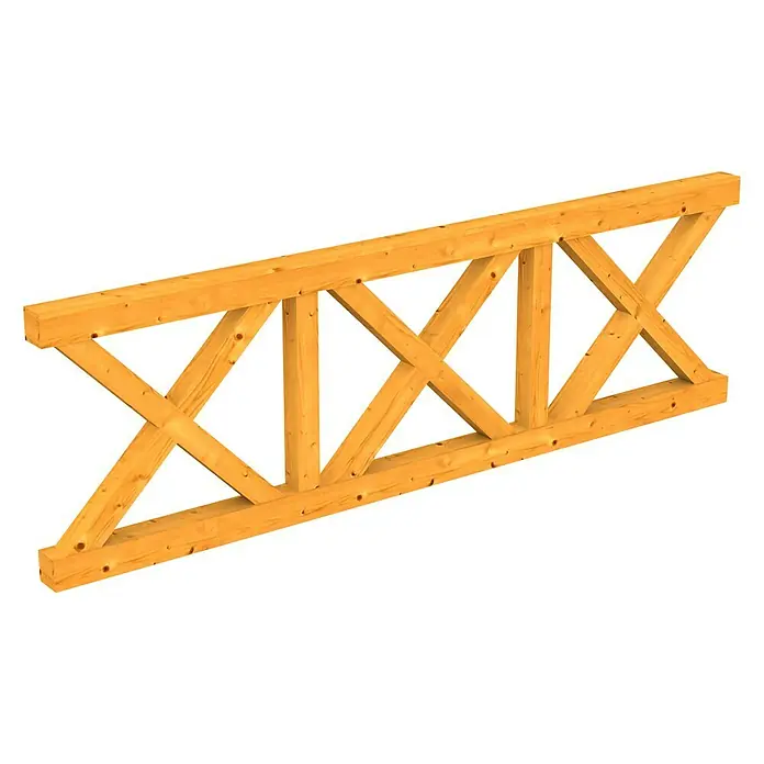 Skan Holz Brüstungsgeländer Andreaskreuz - Passend für: Skan Holz Leimholz-Terrassenüberdachungen, Pfostenabstand 270 cm, Eiche Hell - Diagonale Ansicht