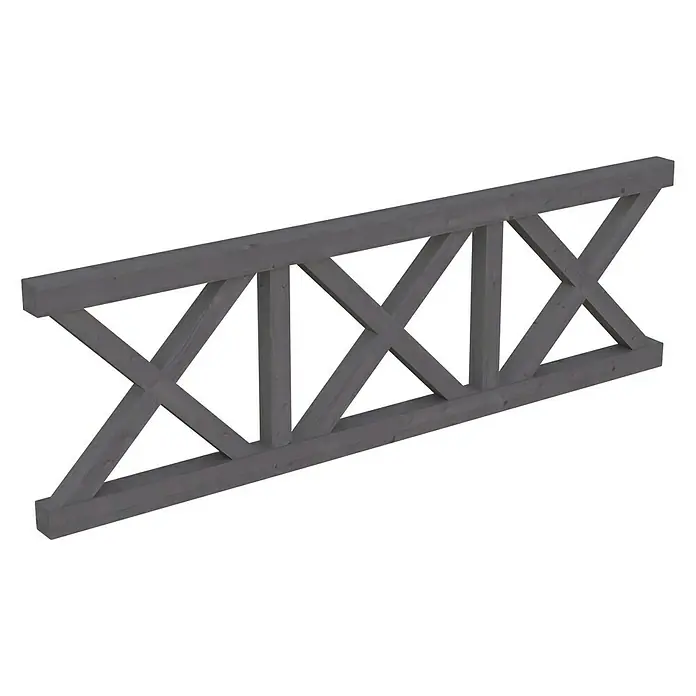 Skan Holz Brüstungsgeländer Andreaskreuz - Passend für: Skan Holz Leimholz-Terrassenüberdachungen, Pfostenabstand 270 cm, Schiefergrau - Diagonale Ansicht