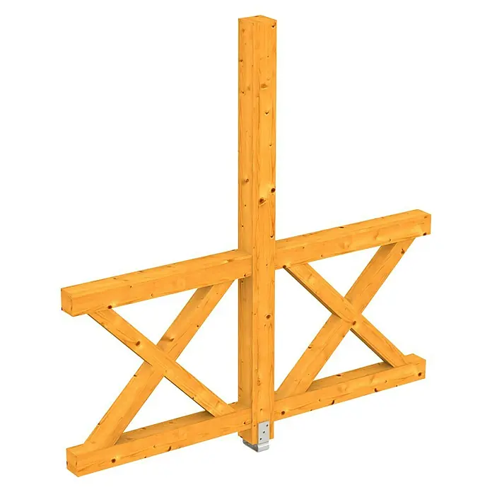 Skan Holz Seitenwand Andreaskreuz - Passend für: Skan Holz Leimholz-Terrassenüberdachungen, Tiefe 250/239 cm, freistehend, Eiche - Diagonale Ansicht