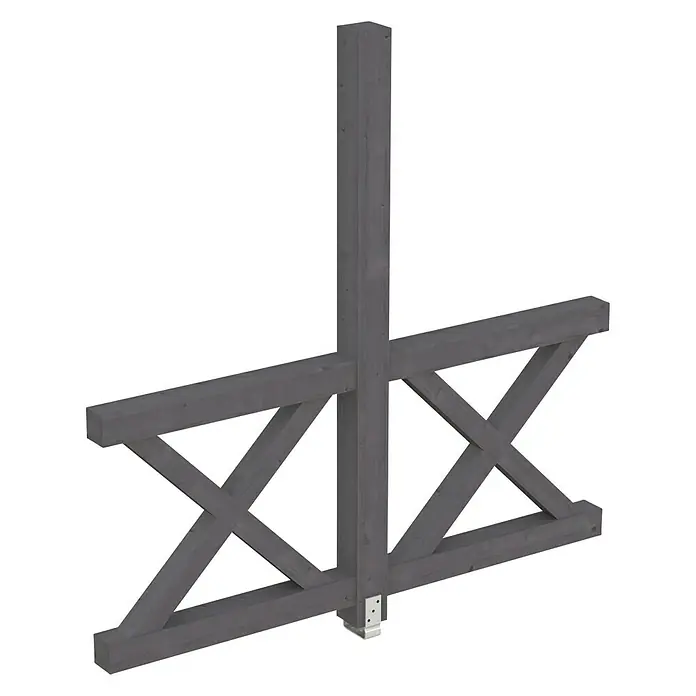 Skan Holz Seitenwand Andreaskreuz - Passend für: Skan Holz Leimholz-Terrassenüberdachungen, Tiefe 250/239 cm, freistehend, Schiefergrau - Diagonale Ansicht