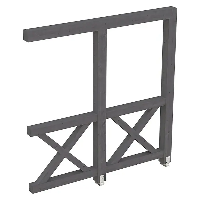 Skan Holz Seitenwand Andreaskreuz - Passend für: Skan Holz Leimholz-Terrassenüberdachungen, Tiefe 250/239 cm, Schiefergrau - Diagonale Ansicht