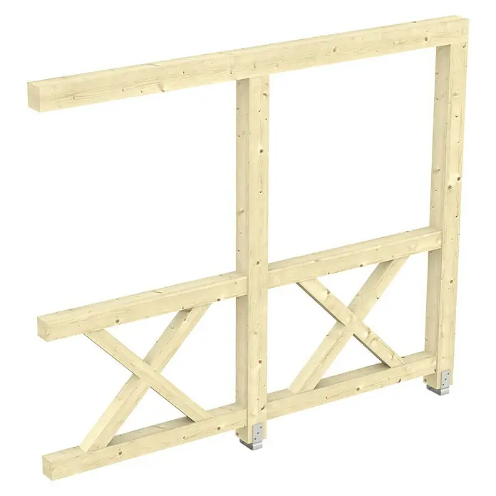 Skan Holz Seitenwand Andreaskreuz - Passend für: Skan Holz Leimholz-Terrassenüberdachungen, Tiefe 300/289 cm, Natur - Diagonale Ansicht