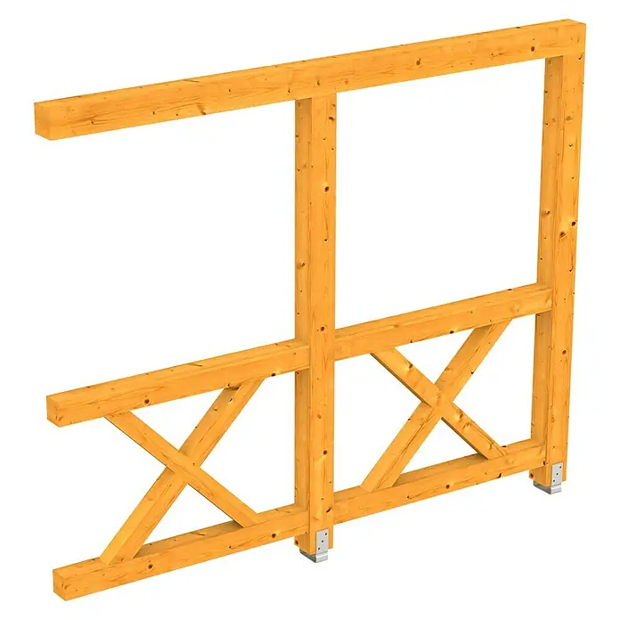 Skan Holz Seitenwand Andreaskreuz - Passend für: Skan Holz Leimholz-Terrassenüberdachungen, Tiefe 300/289 cm, Eiche Hell - Diagonale Ansicht